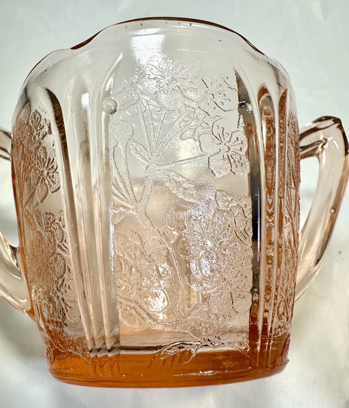 Jeanette Cherry Blossom Pink Depression Glass Creamer and Sugar Bowl - Image 5