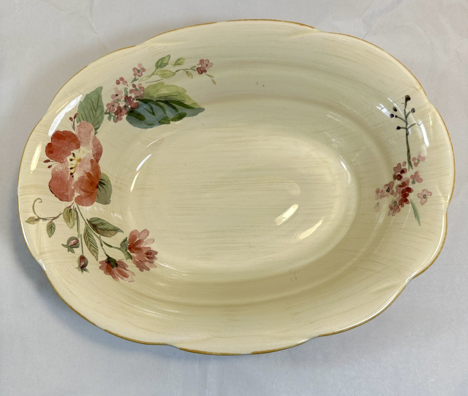 Pfaltzgraff Silk Rose 10-1/4" Oval Vegetable Bowl - Roses Floral Cream - NWOT - Image 1