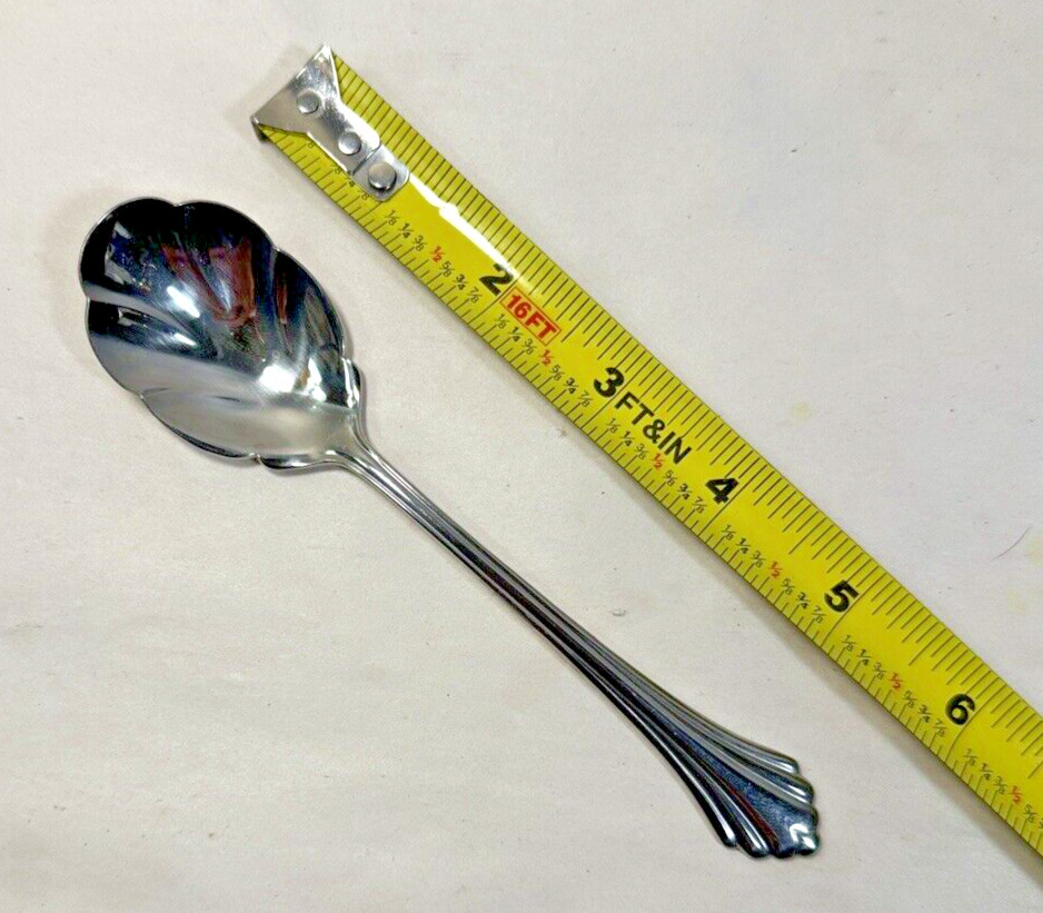 One (1) Oneida Bancroft Distinction Deluxe Stainless USA Sugar Spoon - 6" - Image 2