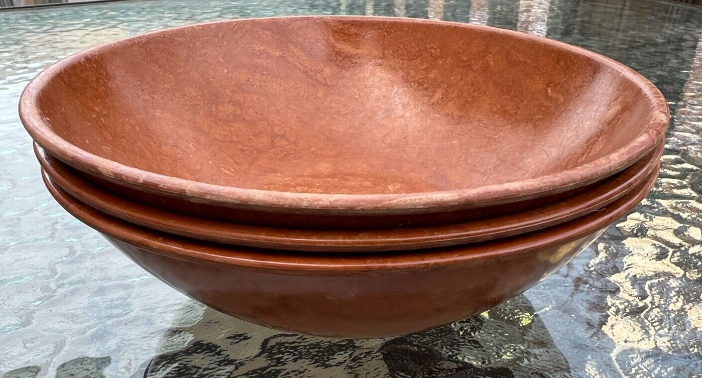 Three (3) Vintage KYS-ITE Cereal Bowls - Wood Grain Finish - Image 2