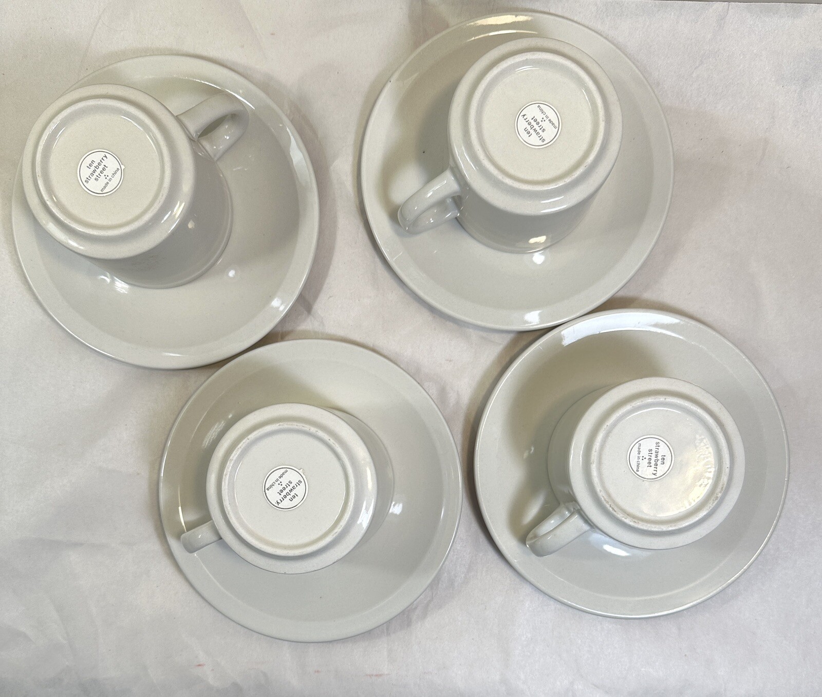 Set of Four (4) 10 Strawberry Street Square Cups & Saucers - 3" Tall - Sandstone - Image 5