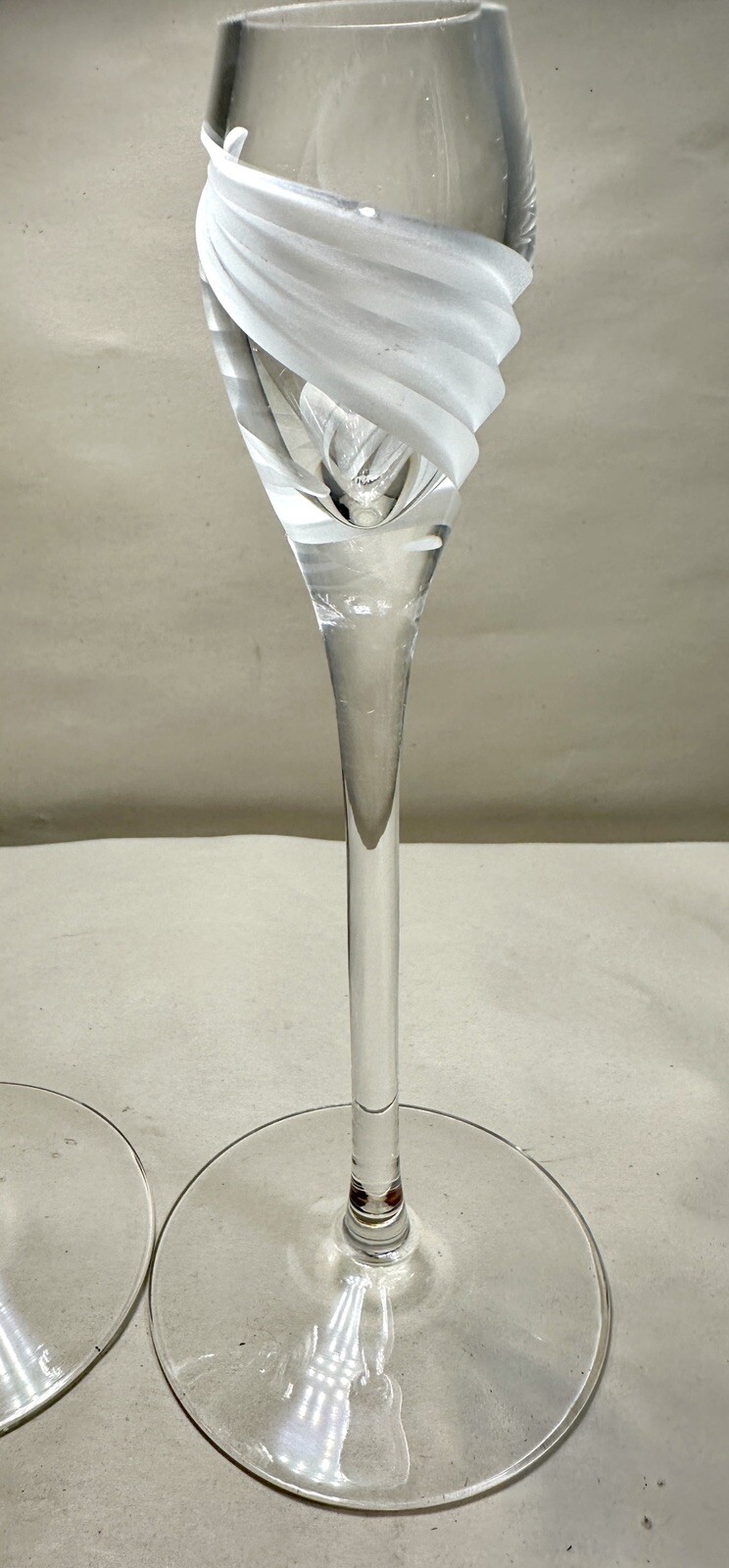 One Pair Of Lenox Frosted Windswept Crystal Candle Holders  - 7” - Image 2