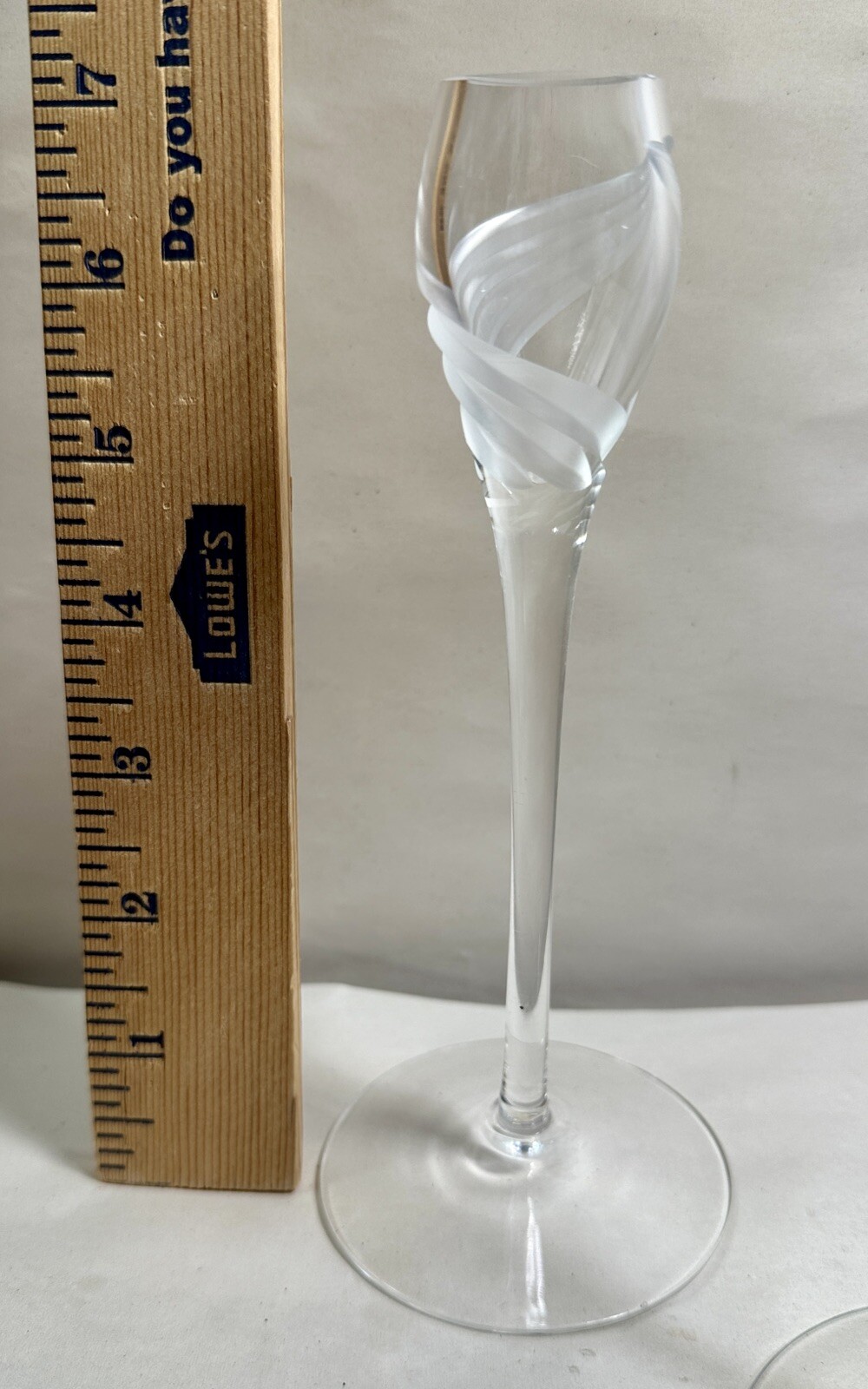 One Pair Of Lenox Frosted Windswept Crystal Candle Holders  - 7” - Image 3