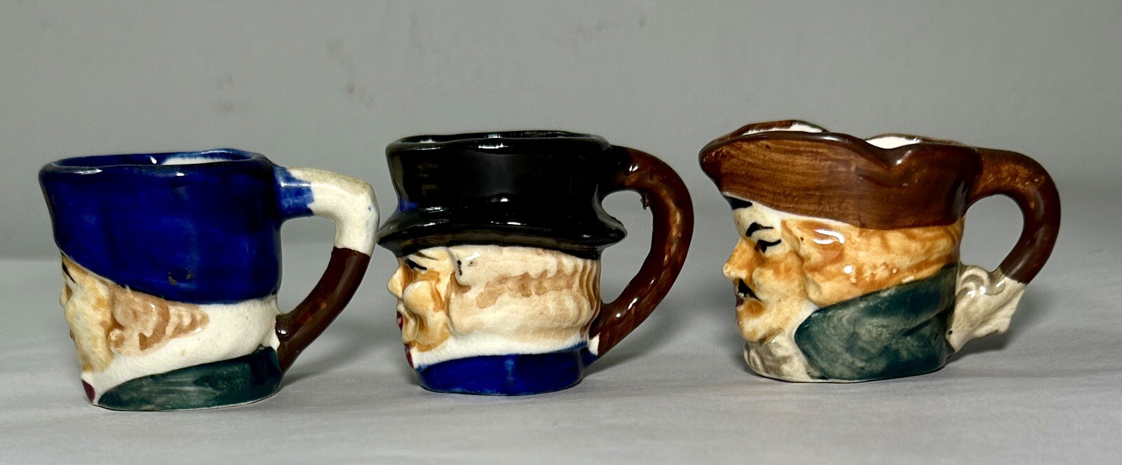 Three (3) Hand-Painted Toby Jugs - 1 3/4" Tall - Victoria Ceramics, Japan - Image 1