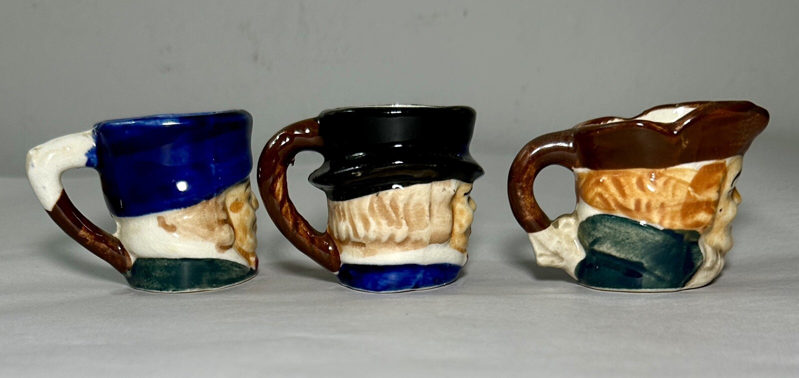 Three (3) Hand-Painted Toby Jugs - 1 3/4" Tall - Victoria Ceramics, Japan - Image 2