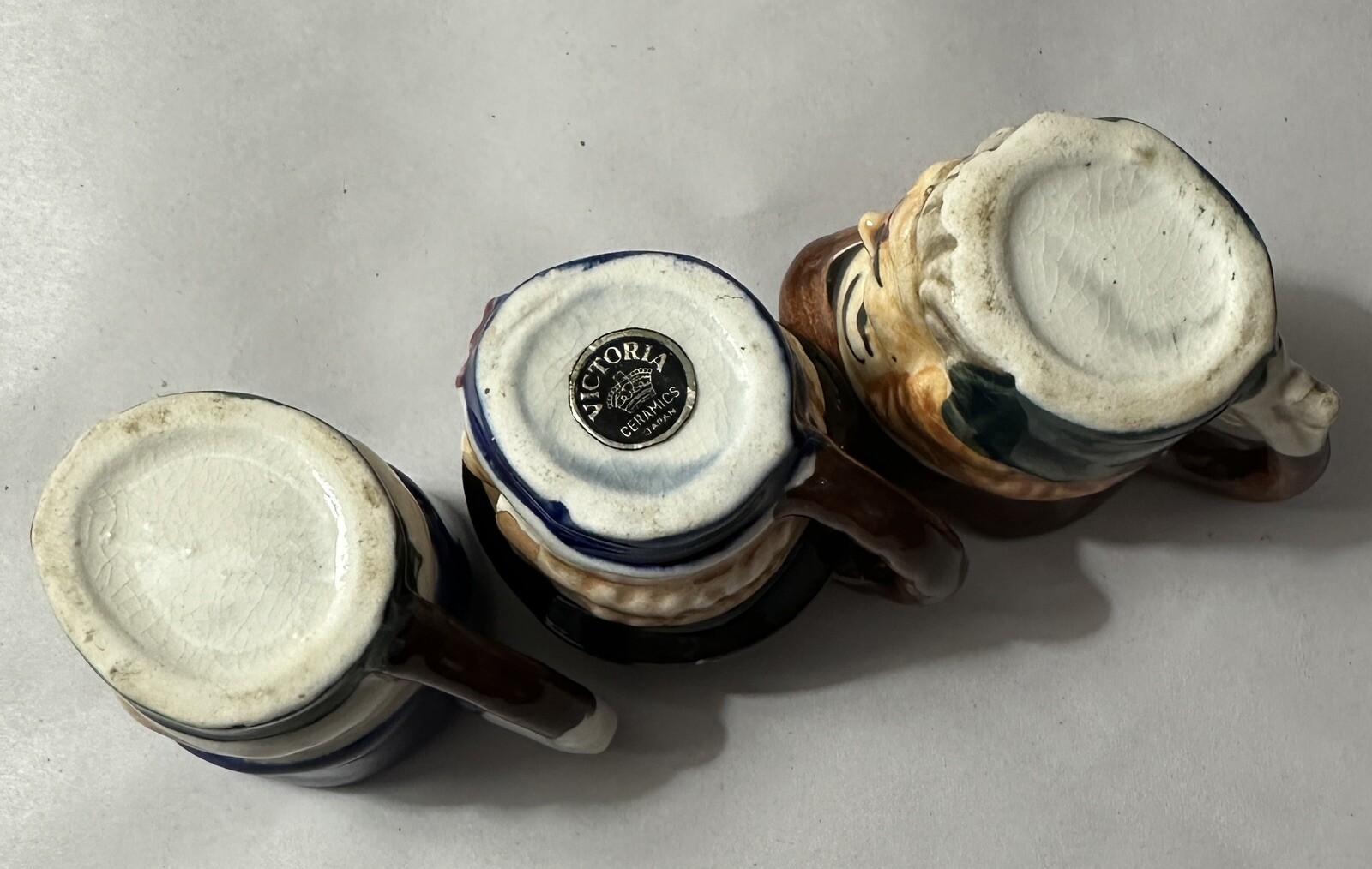 Three (3) Hand-Painted Toby Jugs - 1 3/4" Tall - Victoria Ceramics, Japan - Image 4