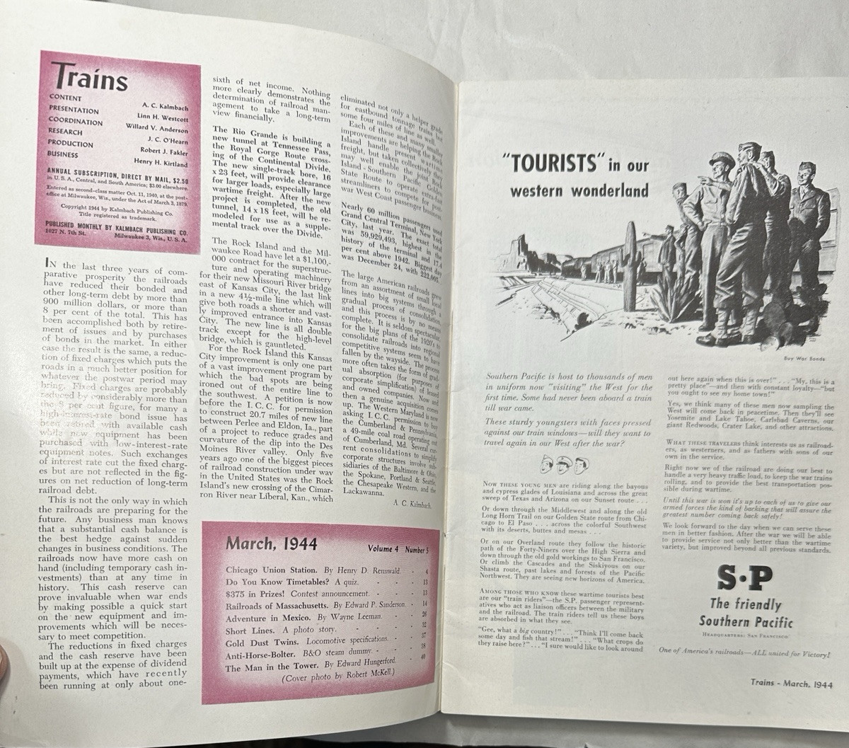 1944 March Trains Magazine Issue Vol. 4 # 5  Vintage Railroads Union Station - Image 1