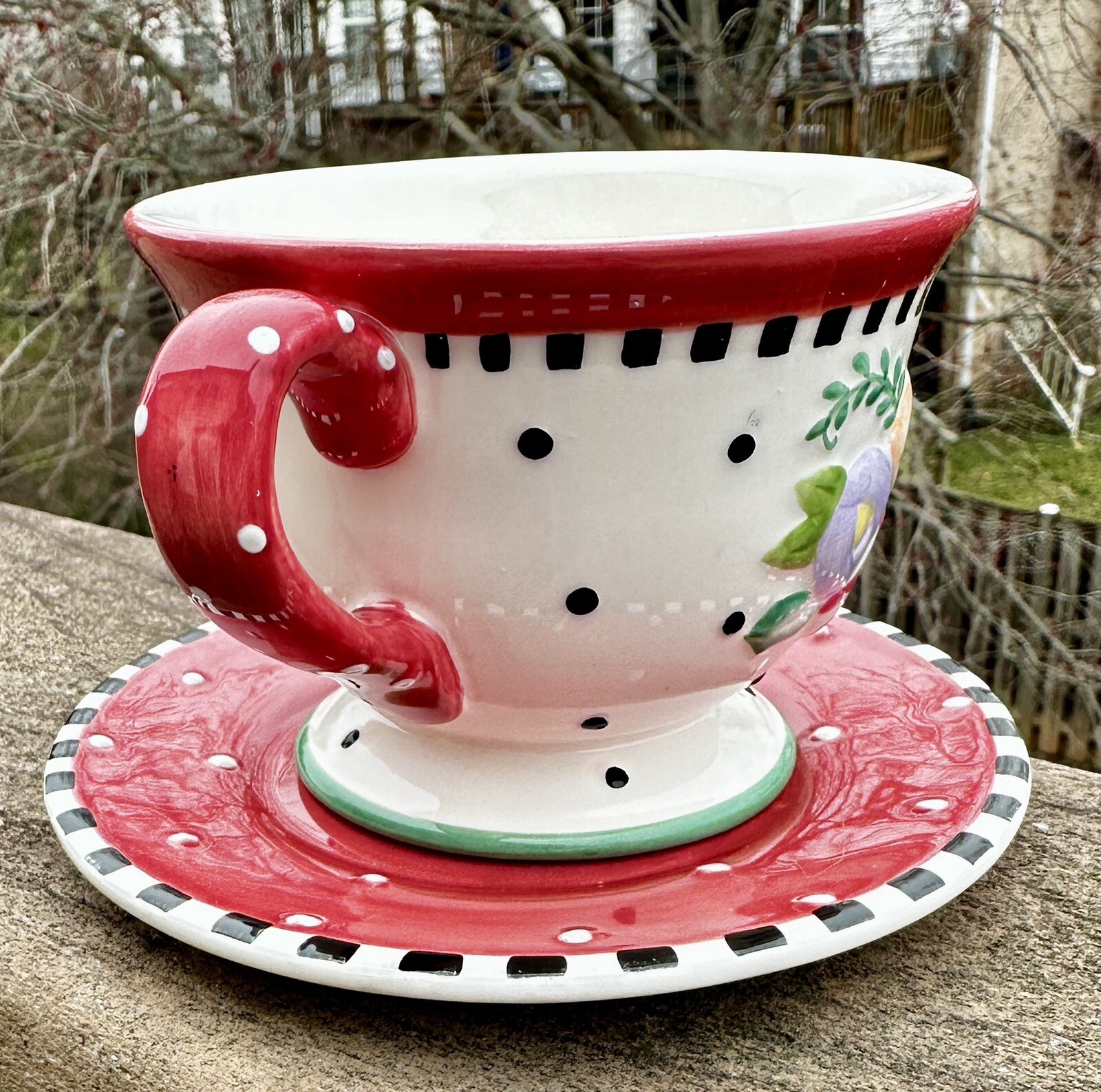 Mary Engelbreit Christmas Spice Cup and Saucer - 1999 ME Ink - Image 1