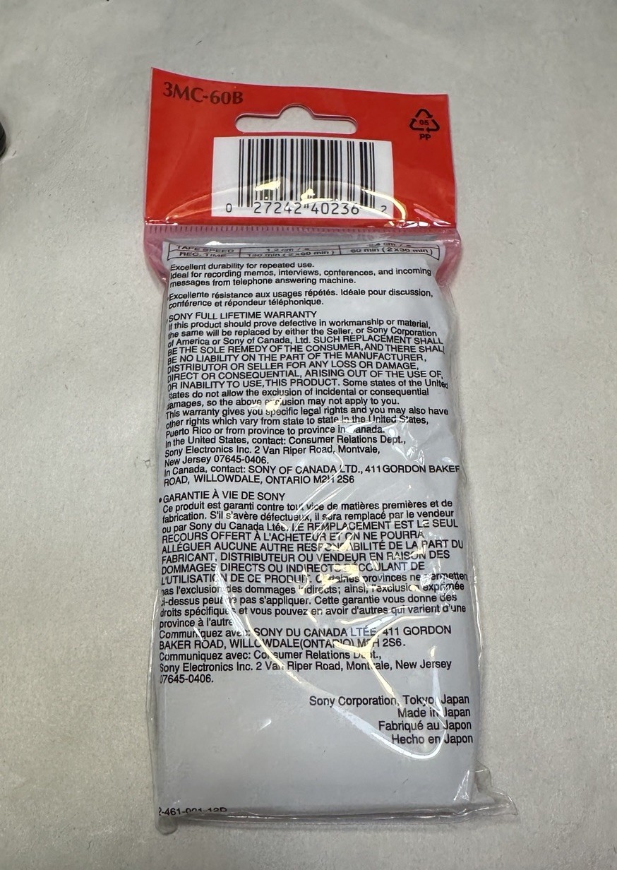Sony MC-60 Microcassette Dictation Micro Cassette Tapes 60 Minutes 3 Pack - Image 1