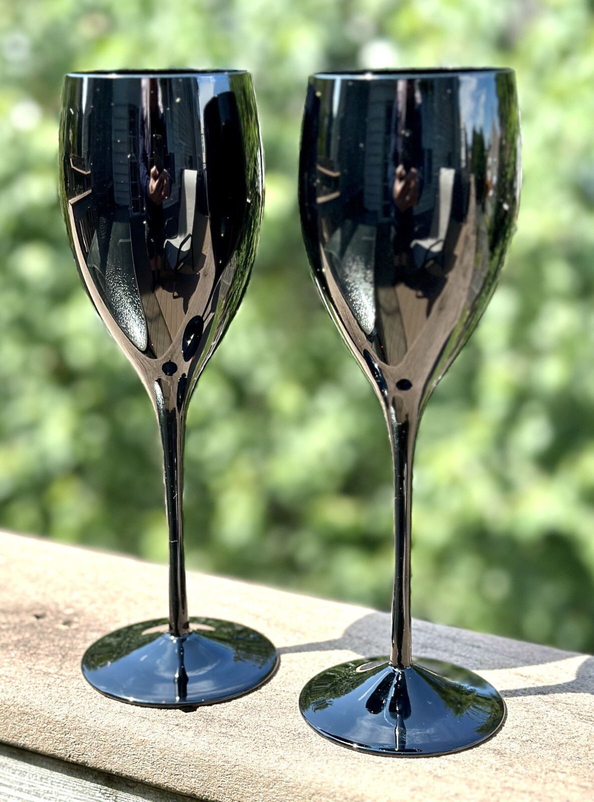 One Each Mikasa Elite Black Crystal Water Goblet and Wine Glass  - 9" - Image 3