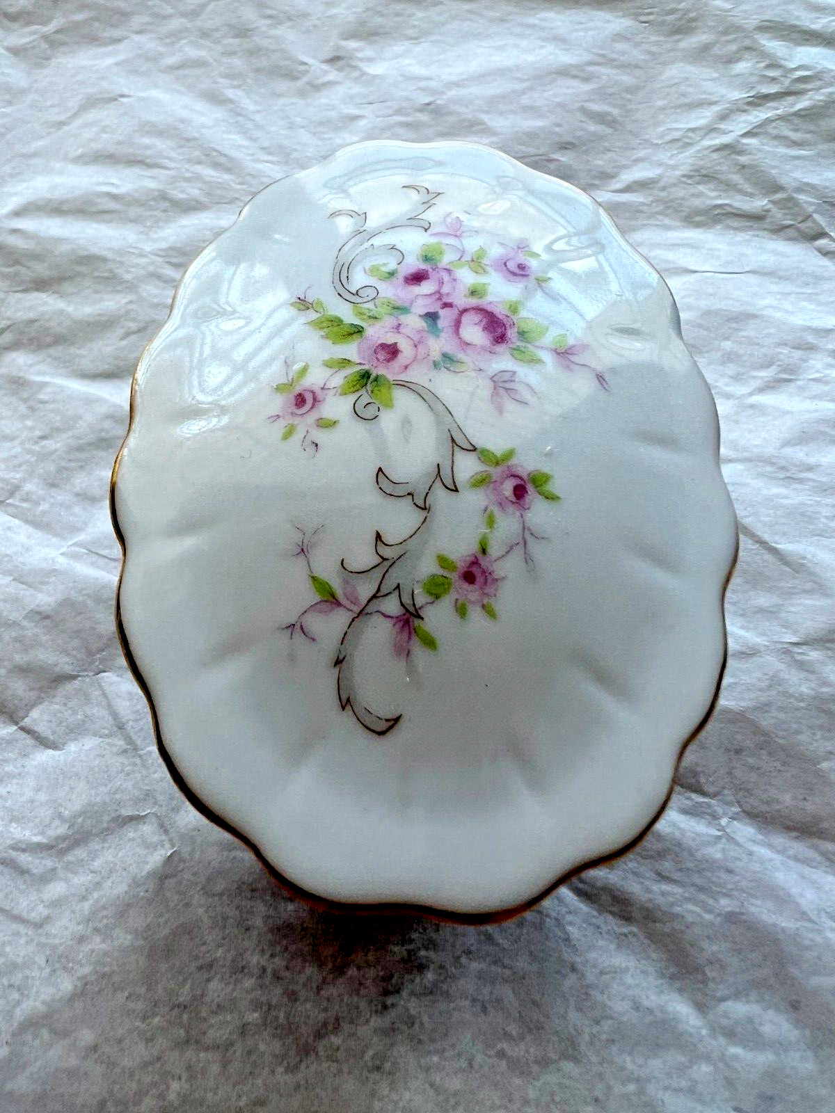 Vintage German Porcelain Oval Footed Trinket Box with Lid - circa 1935 - Image 6