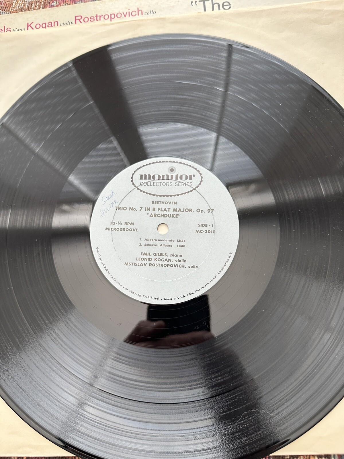 Beethoven "The Archduke Trio" - Emil Gilels / Leonid Kogan - Monitor MC 2010 - Image 2