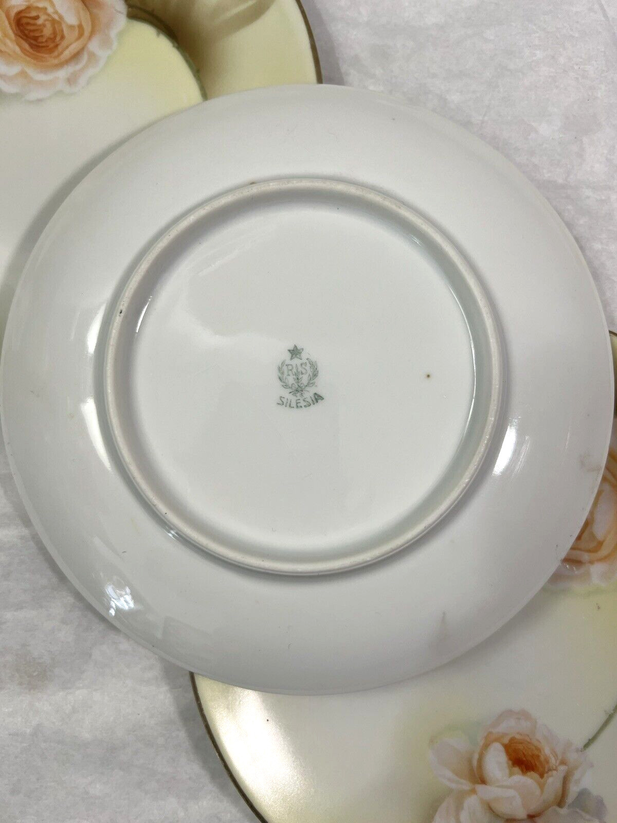 R&S Tillowitz Silesia - Three Porcelain Plates 6.25" - Pink / Yellow Roses - Image 7