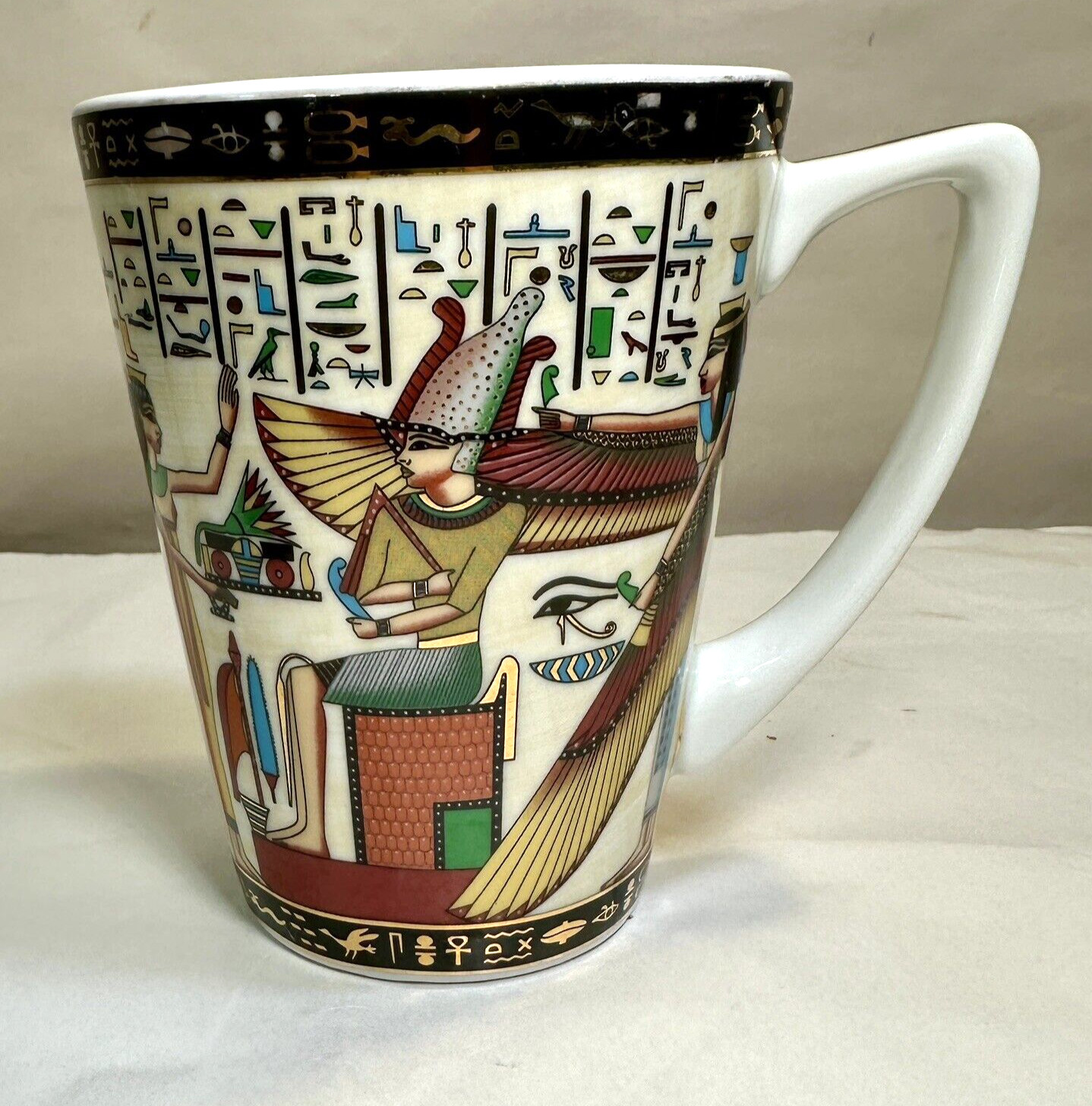 10oz PI Porcelain International Pharaoh Heiroglyphics Coffee Mug, Egypt - Image 2