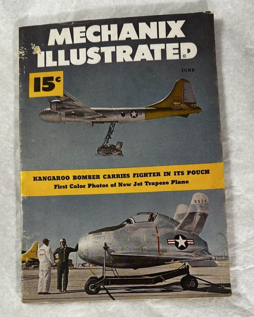 Mechanix Illustrated June 1949 - Kangaroo Bomber Carries Fighter in its Pouch