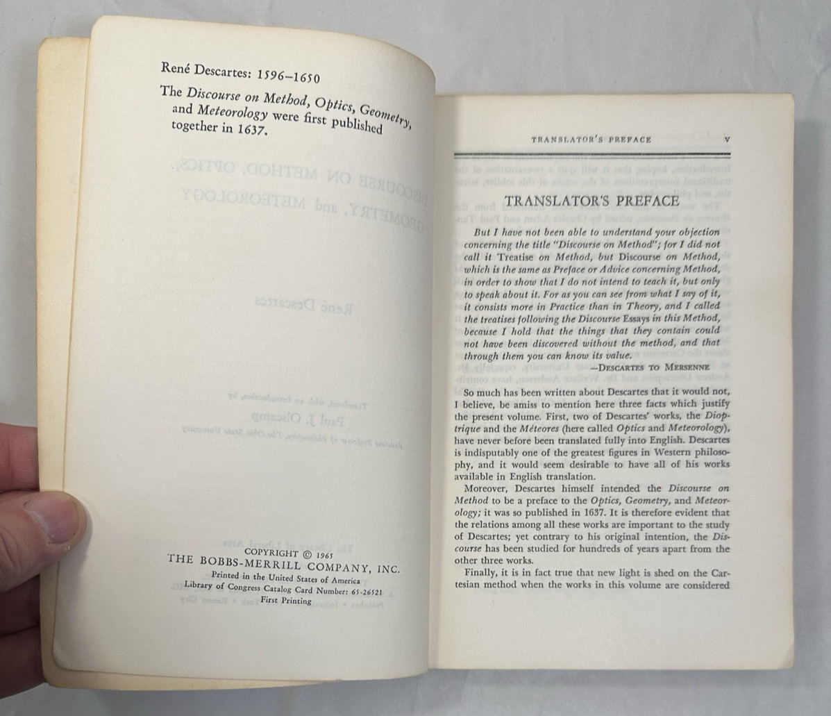Discourse On Method, Optics, Geometry - Rene Descartes - Library Of Liberal Arts - Image 3