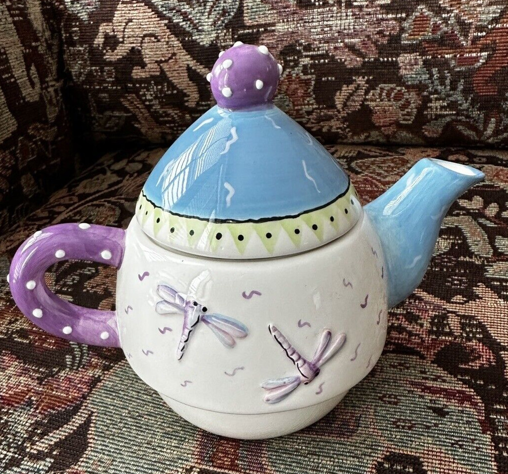 Pristine Bella Casa Tea Pot With Lid By Ganz  - Dragonfly - Image 2