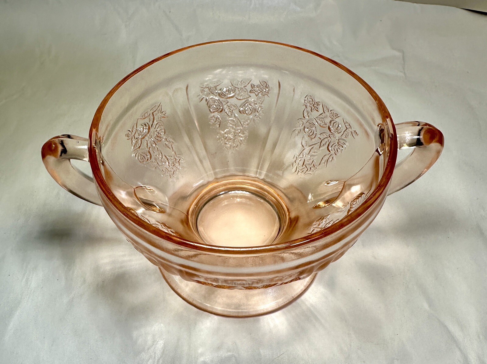 Federal Sharon Cabbage Rose Pink Depression Glass Sugar Bowl - Image 2