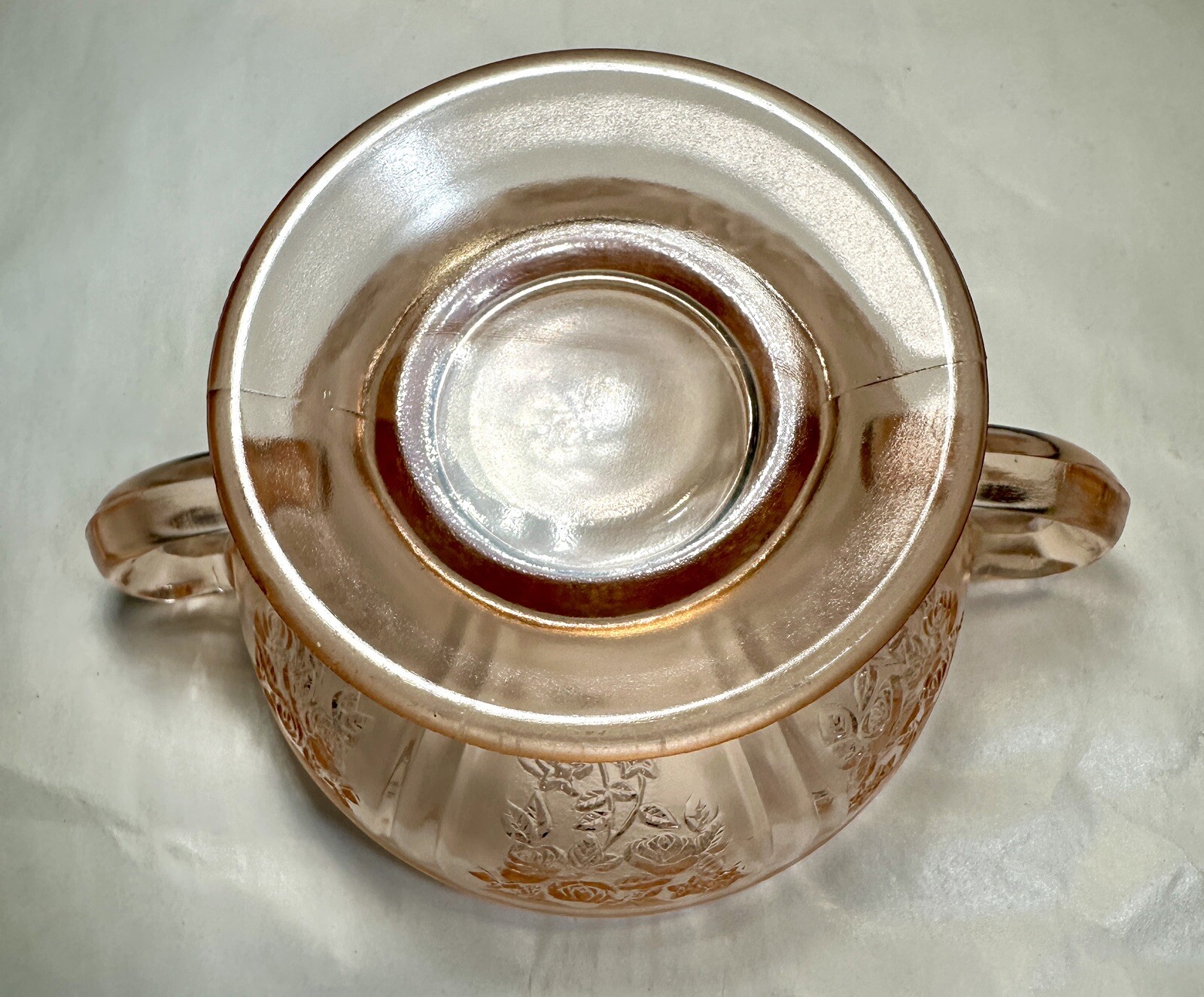 Federal Sharon Cabbage Rose Pink Depression Glass Sugar Bowl - Image 7