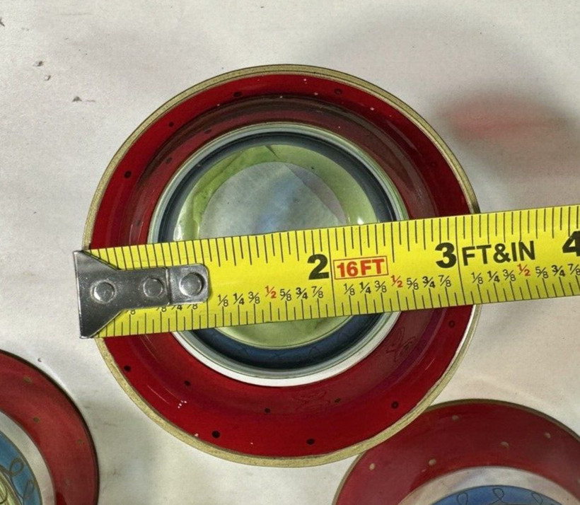 Pier 1 Votive Tealight Holder Glossy Red Green Blue with Matte Gold Accents - Image 1