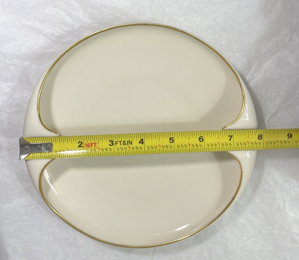 Vintage Ashtray Lenox Gold Trim 8” Mid Century Modern Mansfield Ivory Gold Trim - Image 2