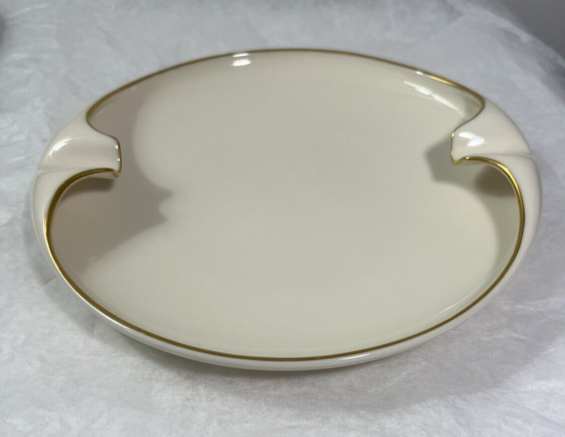 Vintage Ashtray Lenox Gold Trim 8” Mid Century Modern Mansfield Ivory Gold Trim