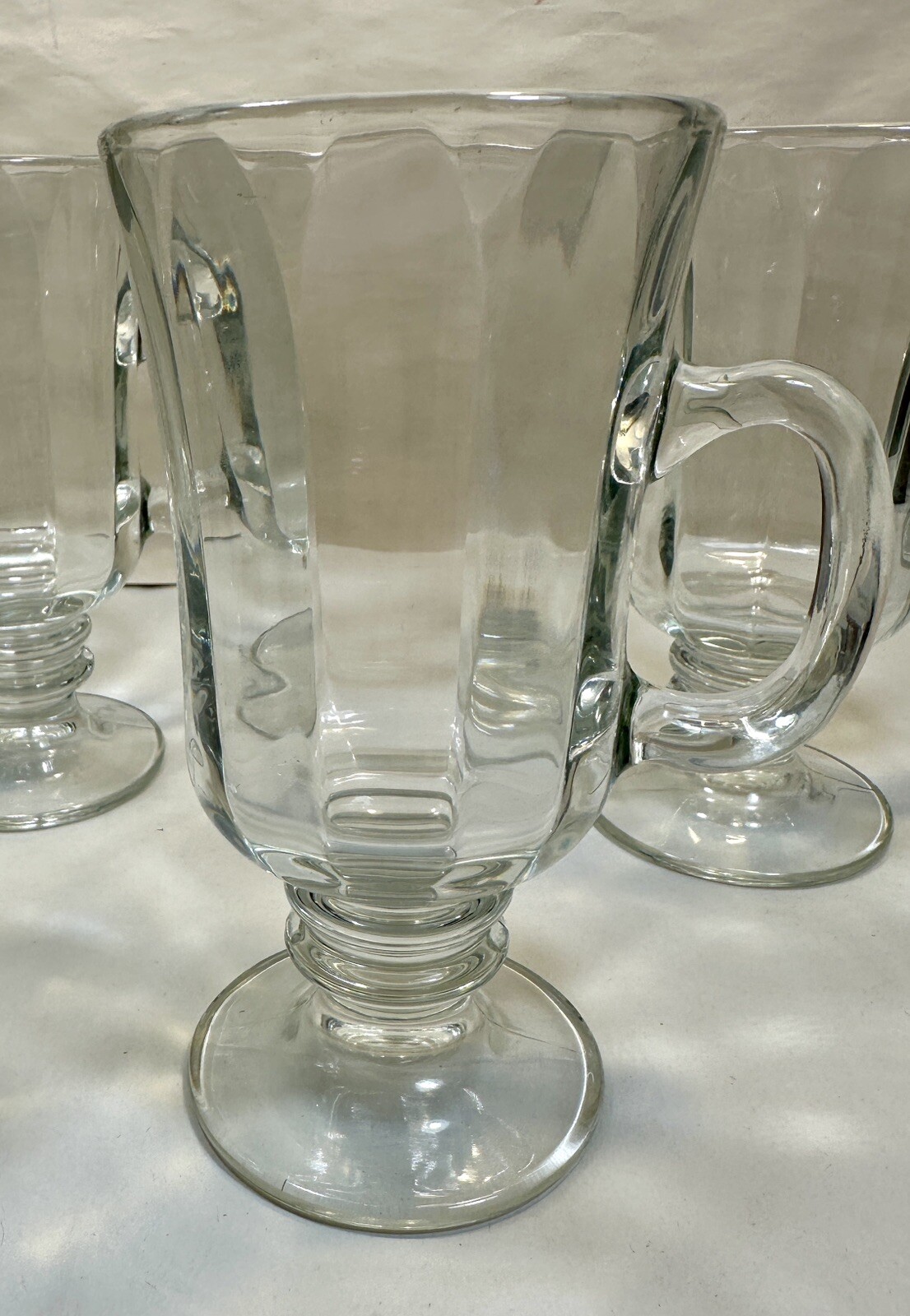 Set of 2 Vintage Libbey Irish Coffee Mugs - Clear Glass Pedestal Footed - 5-3/4" - Image 1