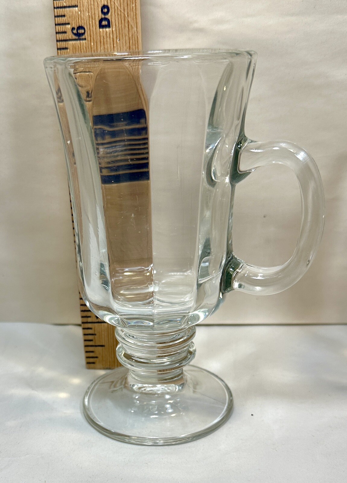 Set of 2 Vintage Libbey Irish Coffee Mugs - Clear Glass Pedestal Footed - 5-3/4" - Image 2