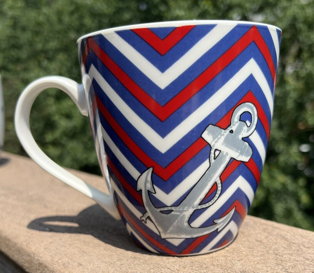 Pfaltzgraff Nautical Red White and Blue Mug -- Immaculate