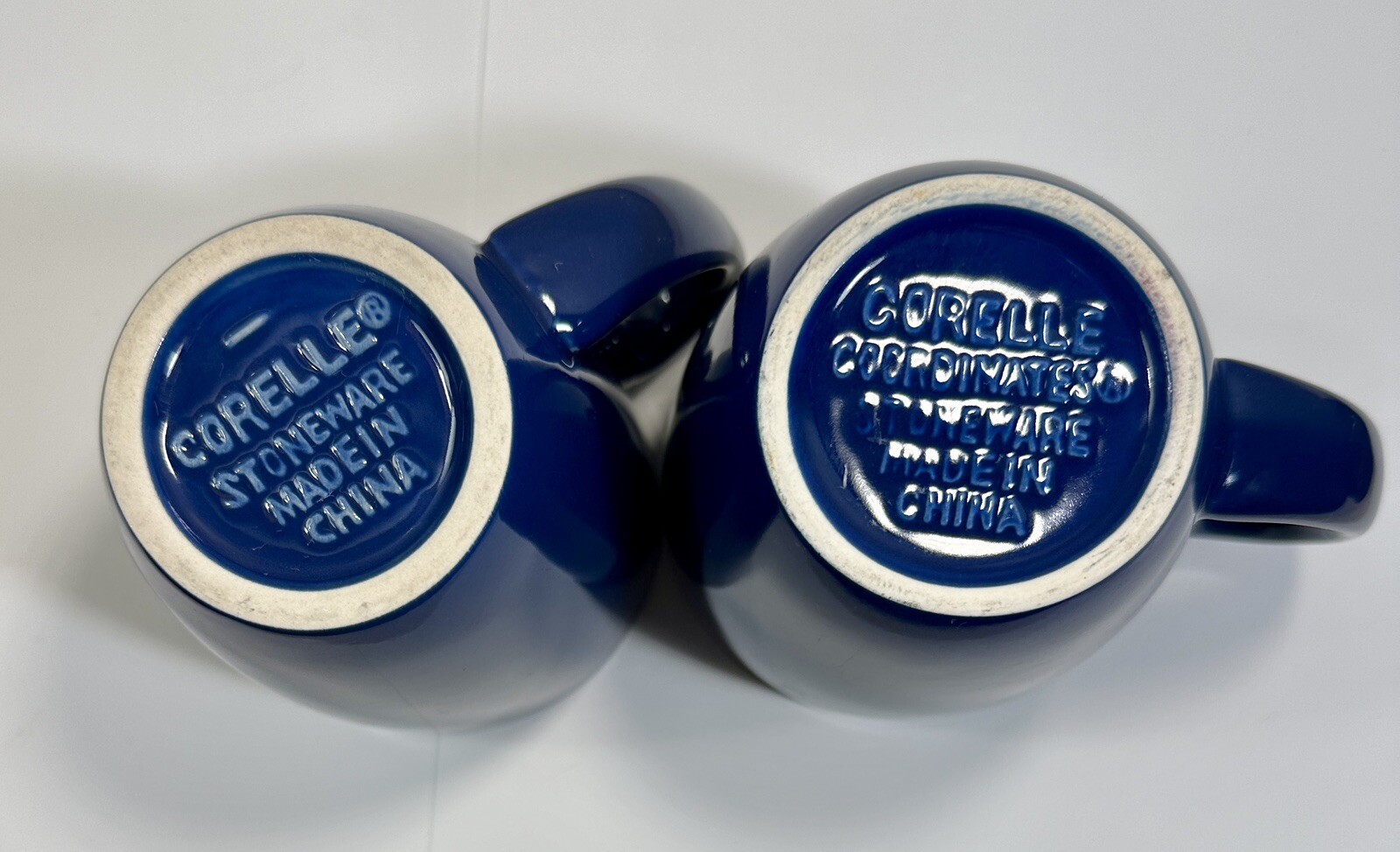 Set of 2 Corelle Navy Blue Stoneware Mugs / Coffee Cups / Tea Mugs - Image 3