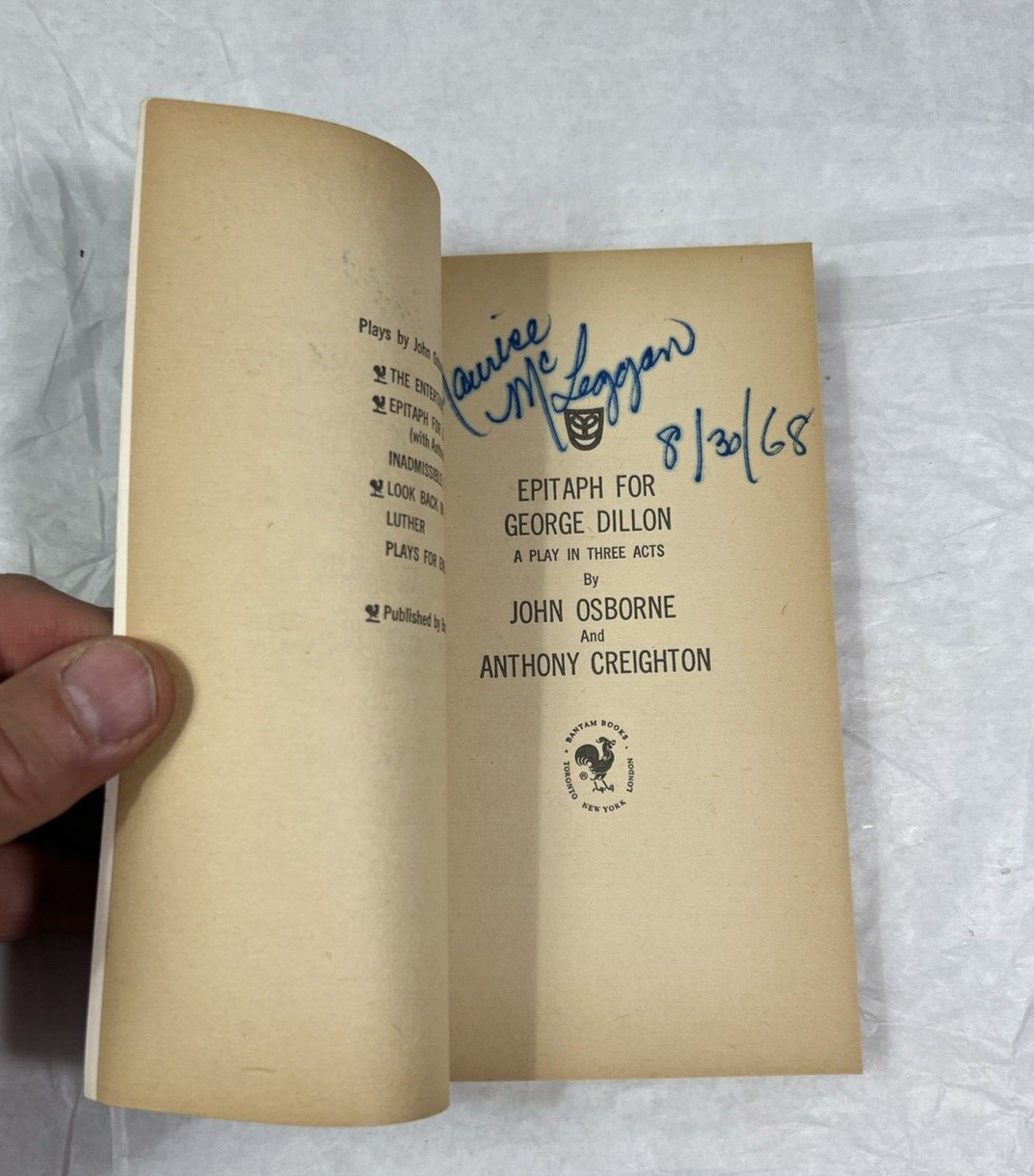 Epitaph for George Dillon - Osborne, Creighton - 1967 Bantam Paperback - Image 1