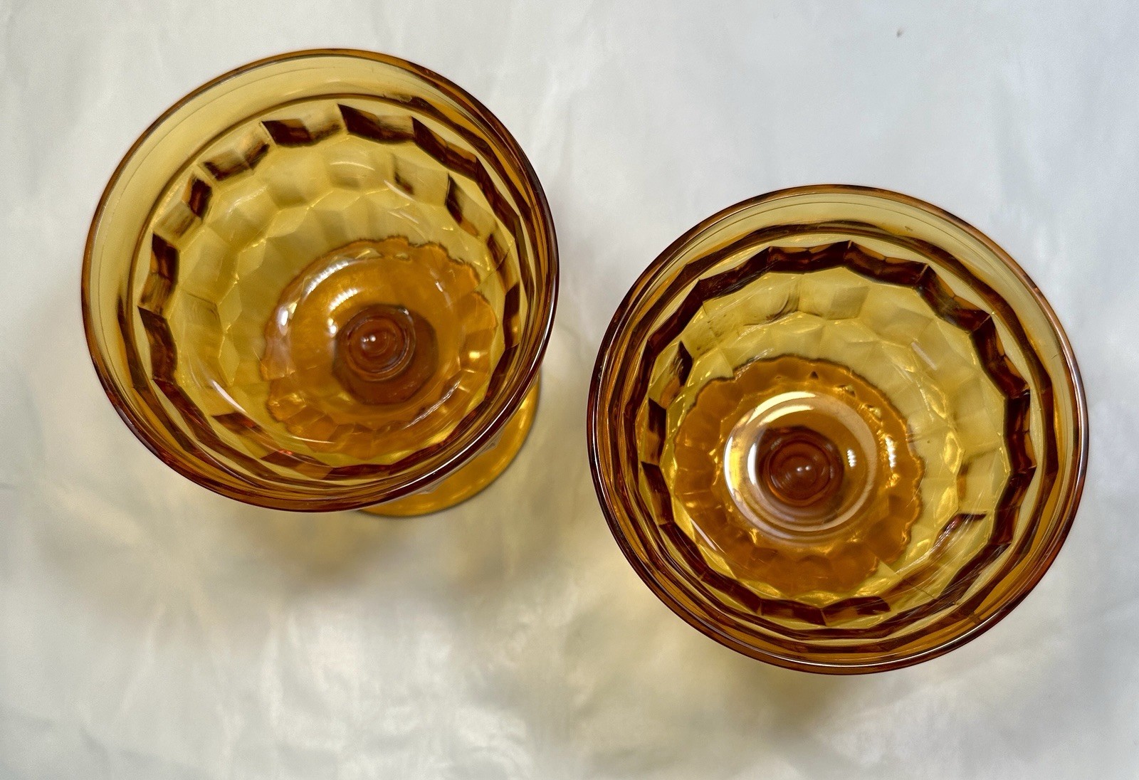 Set of Two (2) Indiana Glass Company  Amber White Hall  Sherbet Glasses Vintage - Image 1