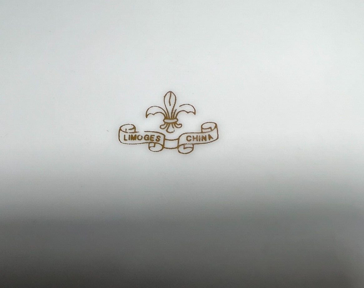 Faux Limoges Hand Painted Plate Purple and Violet Flowers 11.5 inches - Image 2