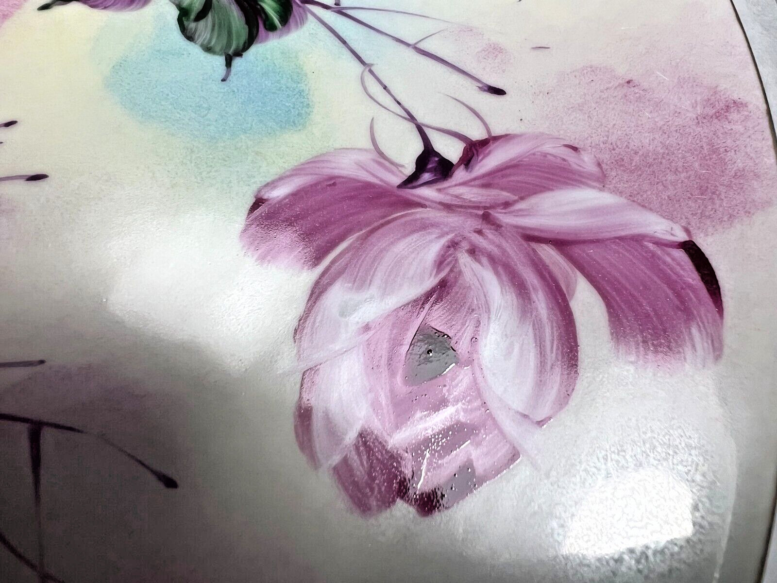 Faux Limoges Hand Painted Plate Purple and Violet Flowers 11.5 inches - Image 7