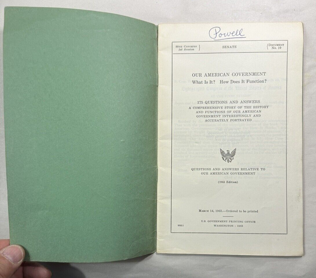Our American Government: What is it? How Does it Function?  -- US Senate, 1963 - Image 1