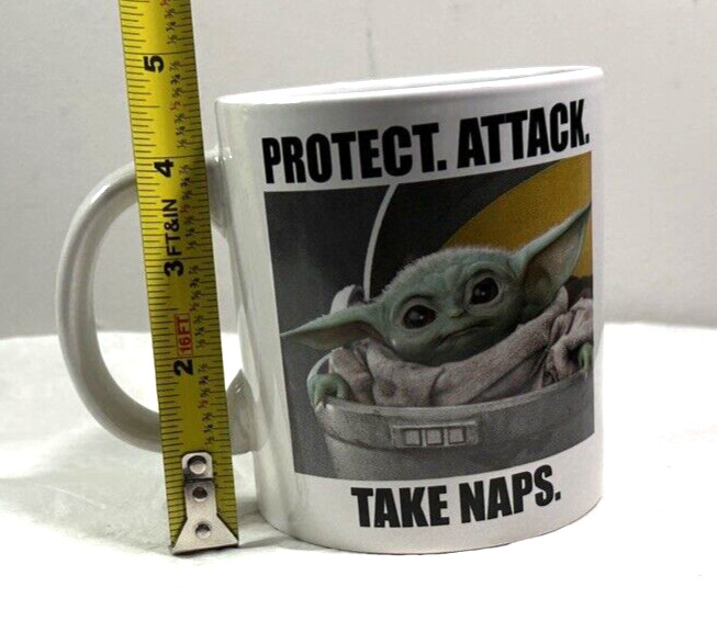 STAR WARS Coffee Mug Cup Baby Yoda Grogu Protect Attack Take Naps Mandalorian - Image 3