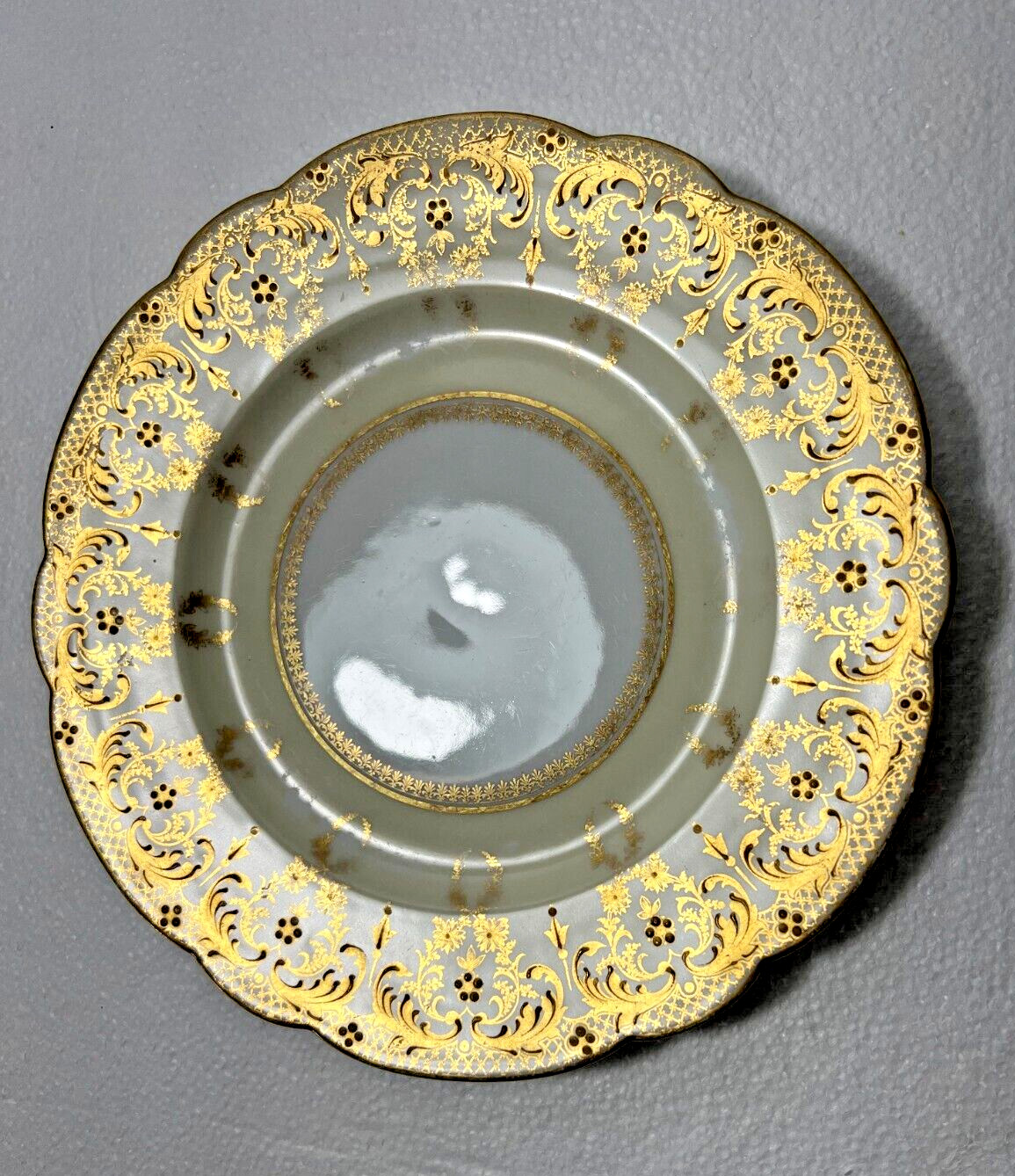 R Delinieres & Cie D&C Limoges Cream and Gold Porcelain Plate 8 1/4 Bailey Banks - Image 1
