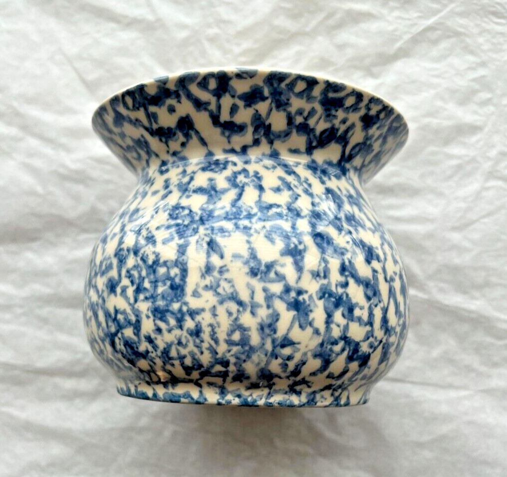 Workshops of Gerald E Henn Blue Spongeware Heart Pottery Tealight Votive - Image 3