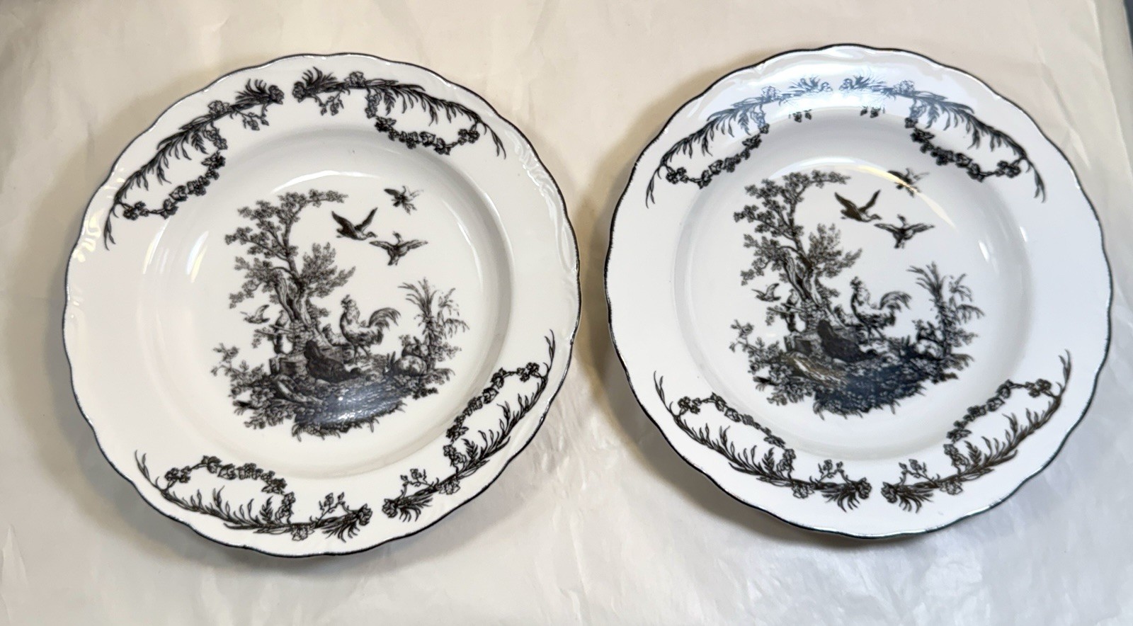 Aux Au Provence Rooster Soup Pasta Bowls Black French Country - Set of 2 - Image 1