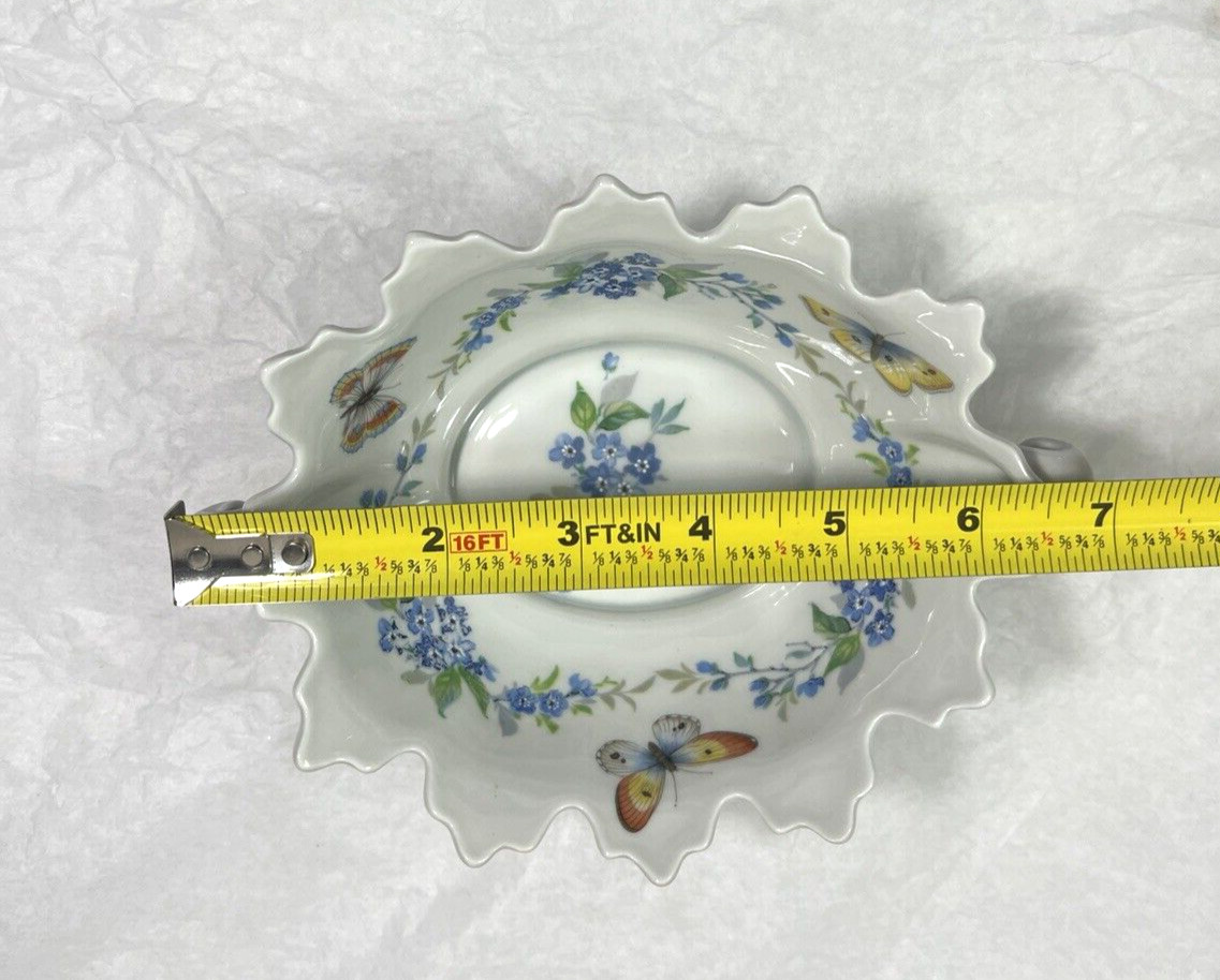 Limoges France Porcelain Handled Candy Trinket Dish Bowl Floral Butterflies - Image 6