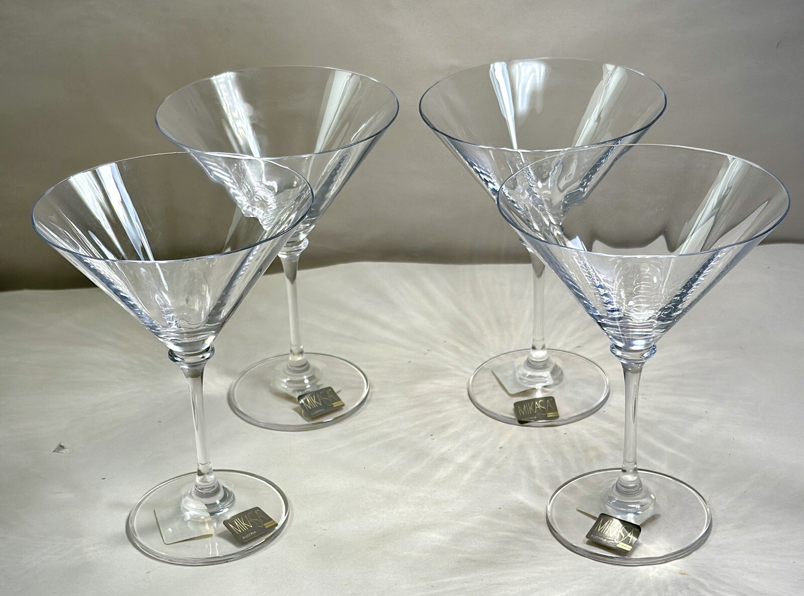 Two (2) Mikasa Stephanie Martini Cocktail Glasses Ribbed Optic Bowl - Austria - Image 1