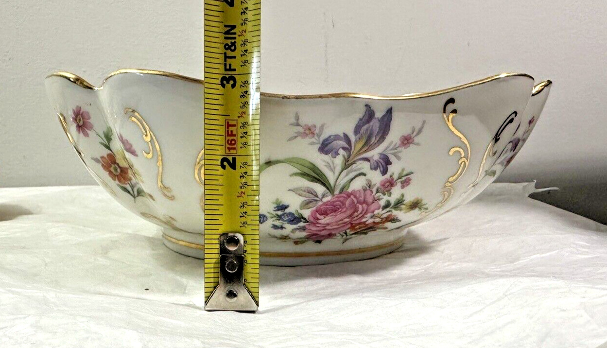 France Louis Lourioux Foecy Serving Bowl and Ladle - Gold Trim - Immaculate - Image 14