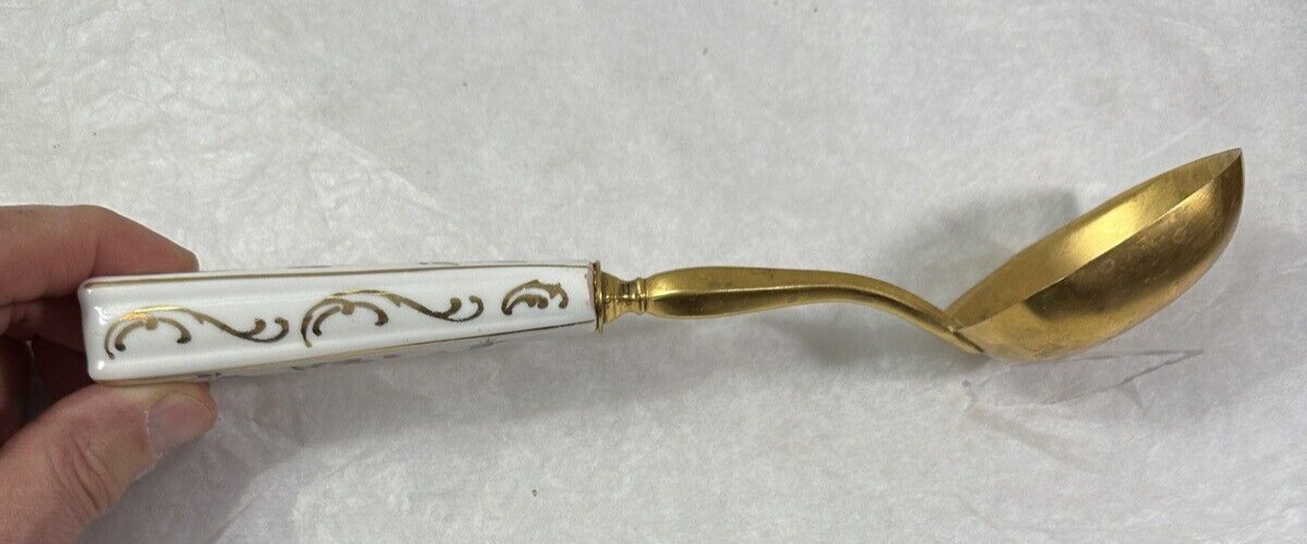 France Louis Lourioux Foecy Serving Bowl and Ladle - Gold Trim - Immaculate - Image 19