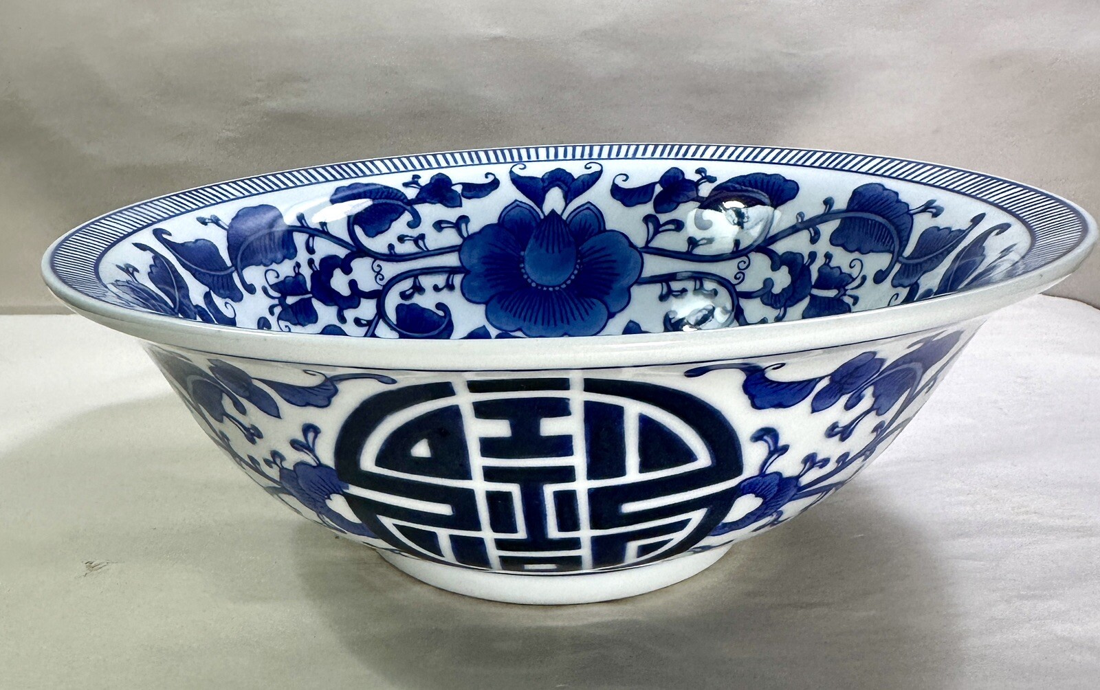 Vintage Bombay Company Large Blue & White Bowl - 10 3/8” - Immaculate