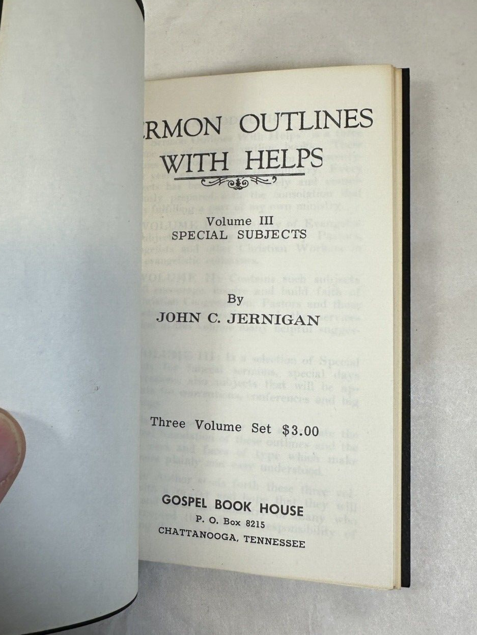 SERMON OUTLINES WITH HELPS - John C Jernigan - Three Volume Set - 1955 - Image 4