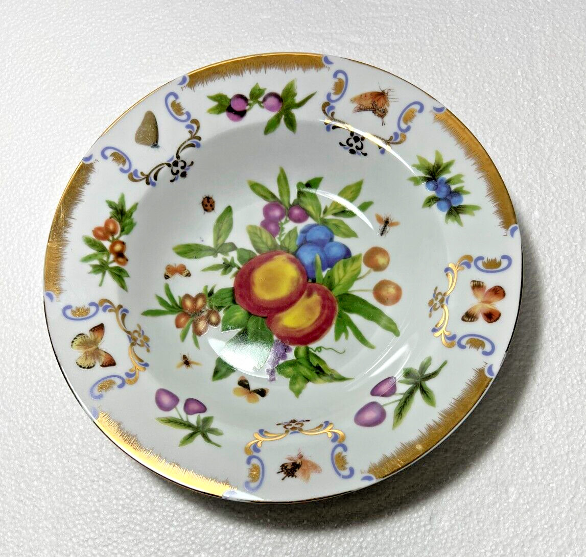 I. Godinger & Co “YORKSHIRE” Pattern 8.5" Desert Bowl Butterflies Fruit