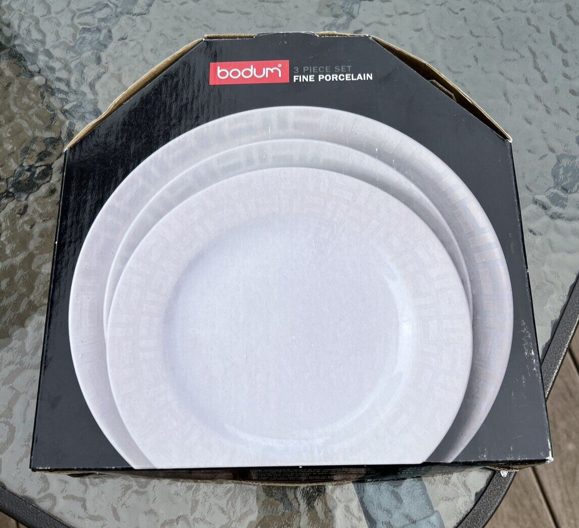 One Bodum Porcelain Place Setting - Dinner Plate, Bowl and Salad Plate - NIB