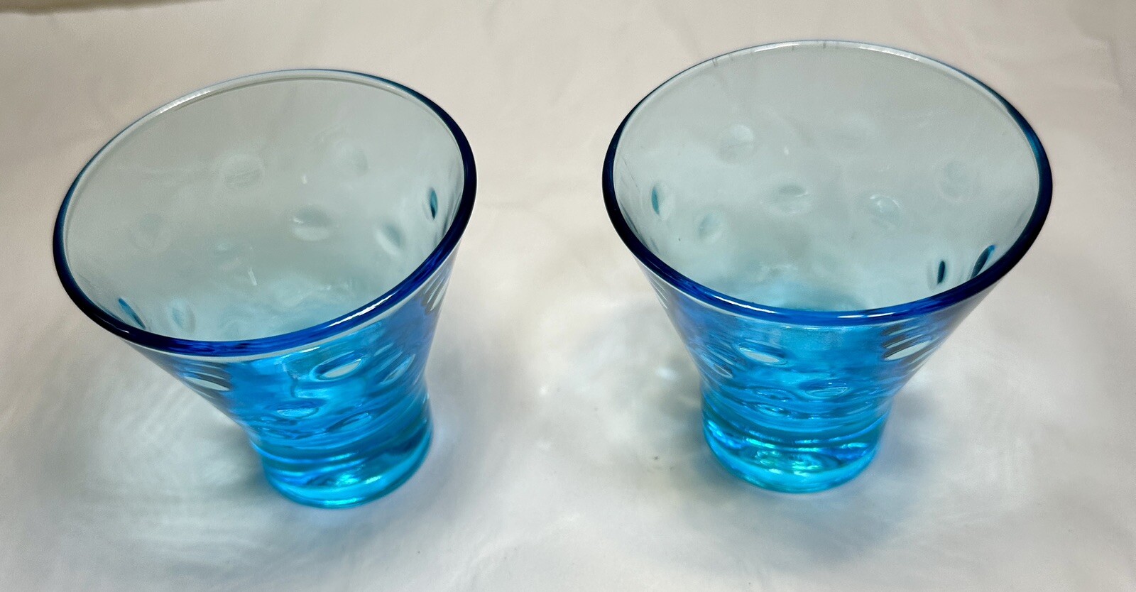 Set Of 2 Hazel Atlas Capri Blue Dot Cocktail Barware Glasses 4 Ounces - Image 1
