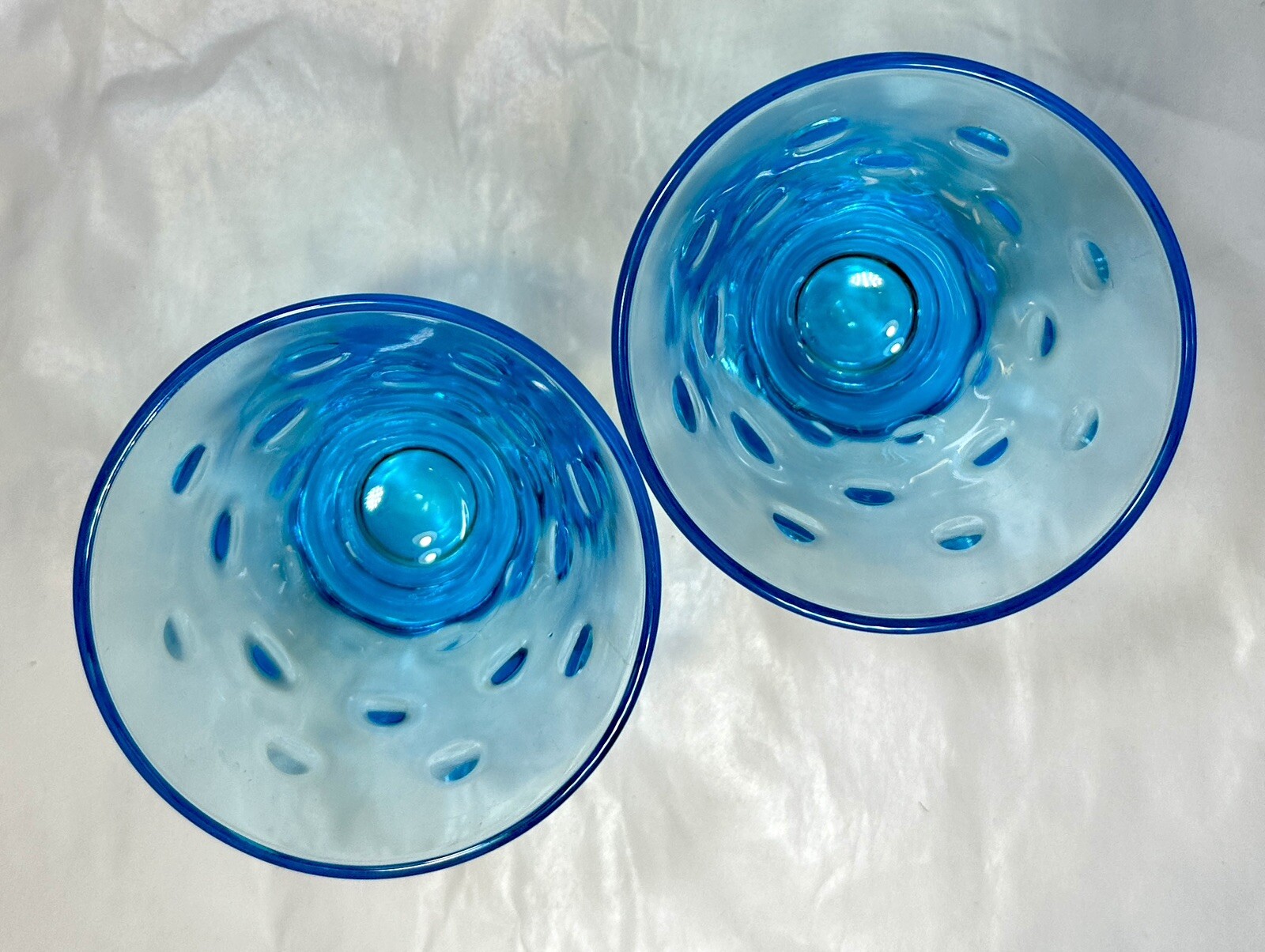 Set Of 2 Hazel Atlas Capri Blue Dot Cocktail Barware Glasses 4 Ounces - Image 2