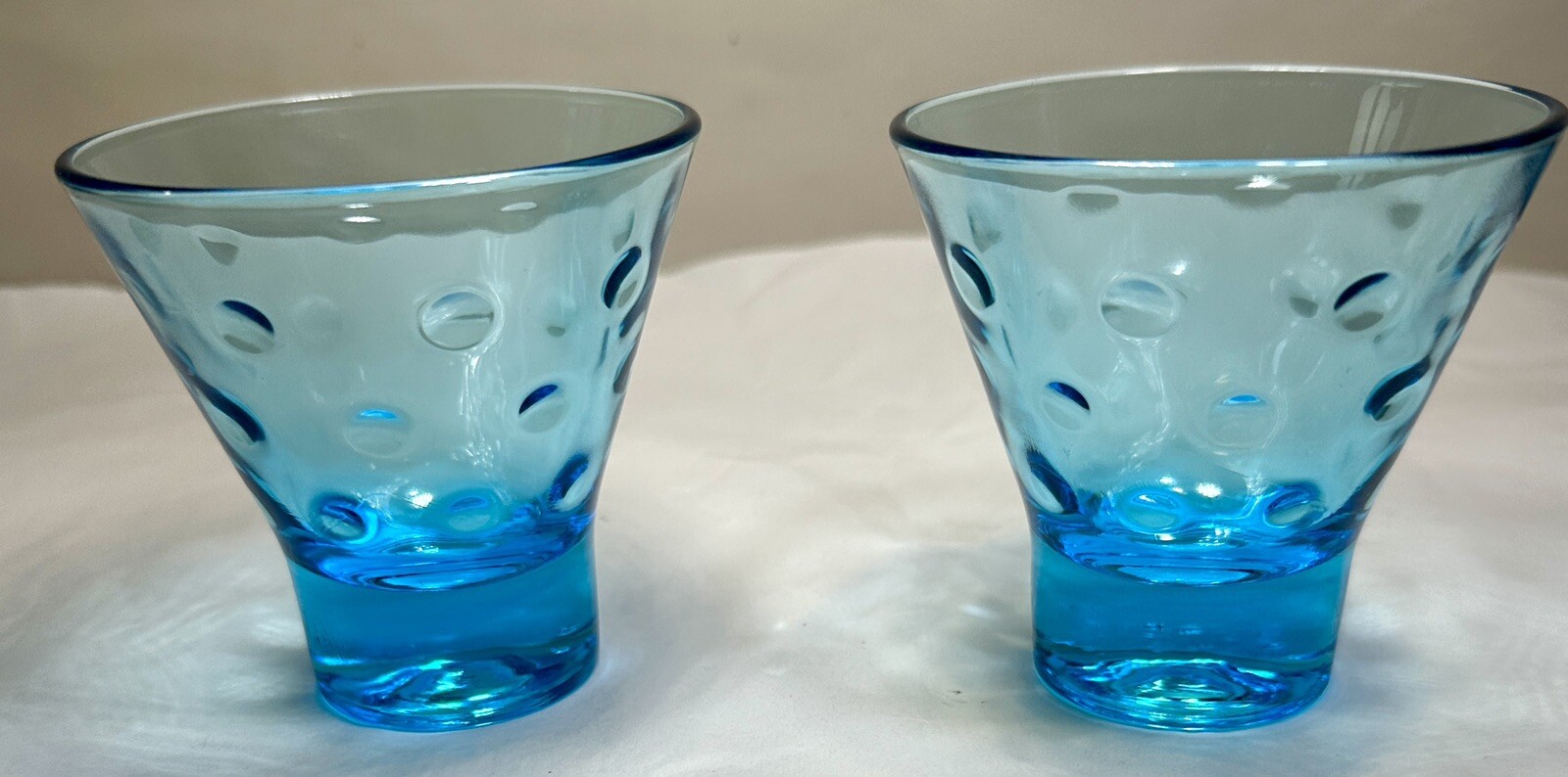Set Of 2 Hazel Atlas Capri Blue Dot Cocktail Barware Glasses 4 Ounces - Image 6